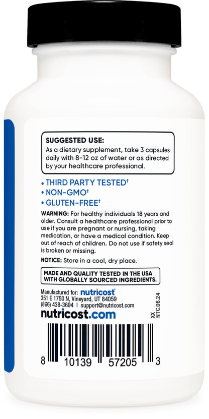 Nutricost Nitric Oxide Booster 2250mg, 180 Capsules - 750mg Per Casule, 60 Servings - Gluten Free and Non-GMO
