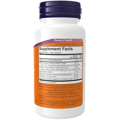 NOW Foods Supplements, Brain Elevate™, Featuring Ginkgo Biloba, RoseOx® and Phosphatidyl Serine, 60 Veg Capsules - Nirvana Guru