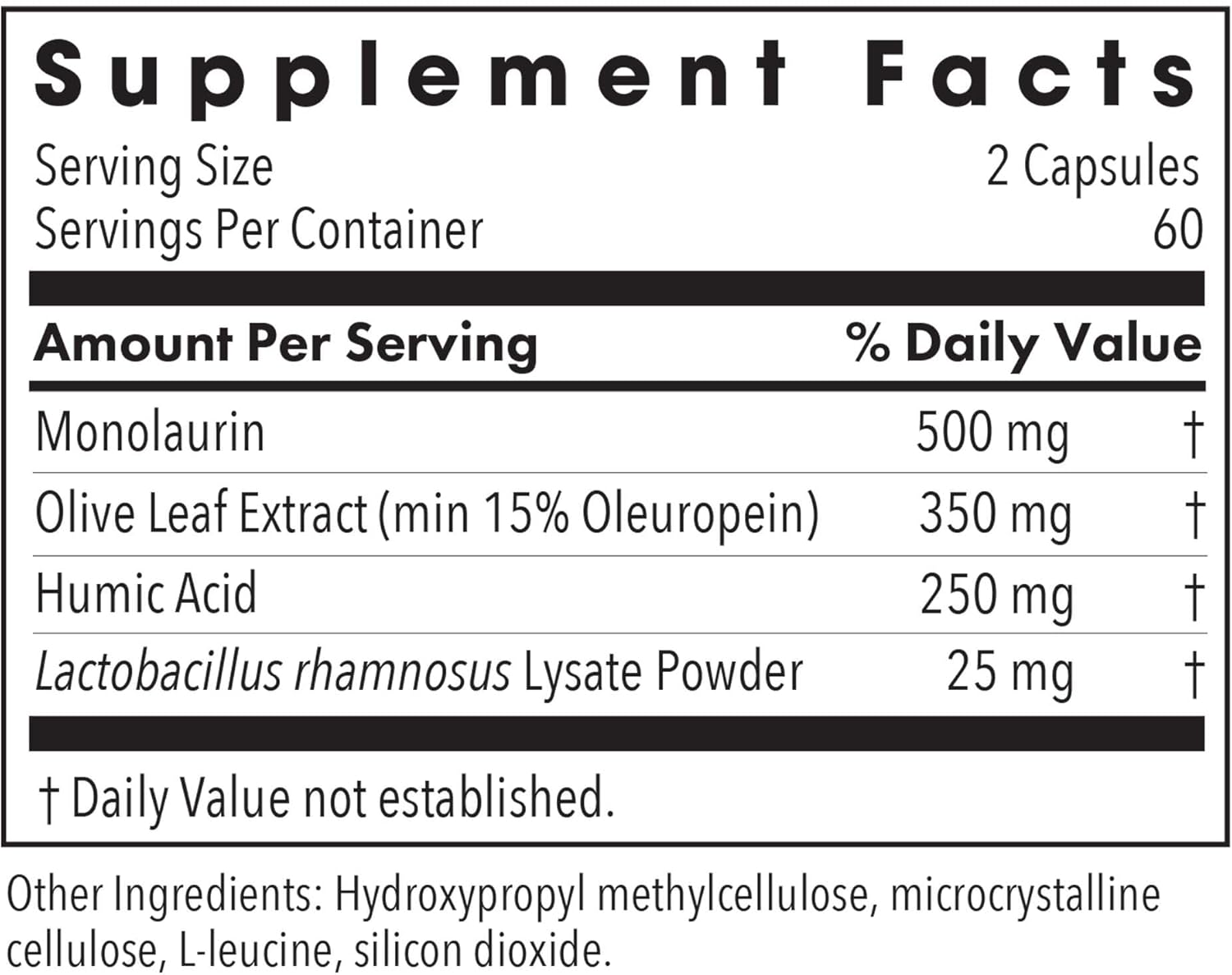 Allergy Research Group Humic-Monolaurin Complex - Immune System Support, Humic Acid Supplements, with Olive Leaf, Vegetarian Capsules - 120 Count Nirvana Guru