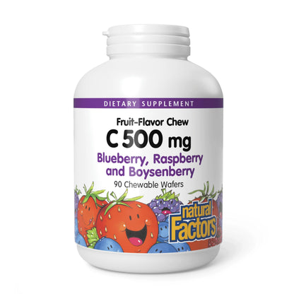 Natural Factors, Kids Chewable Vitamin C 500 mg, Supports Immune Health, Bones, Teeth and Gums, Tangy Orange, 180 Count (Pack of 1) - Nirvana Guru