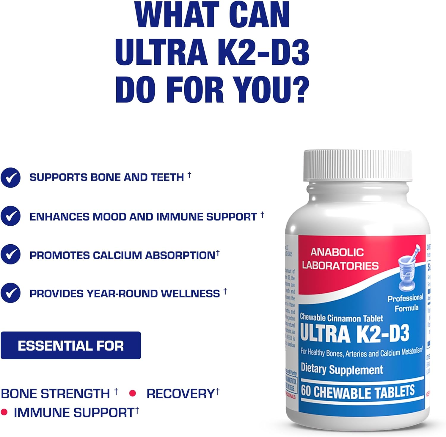 Chewable Vitamin D and K2 Supplement - Clinical D3 K2 2000IU for Bone Teeth Mood and Immune Support Plus Calcium Absorption - Vegetarian Vitamin D Chewable Cinnamon Flavor (60 Day Supply) Nirvana Guru