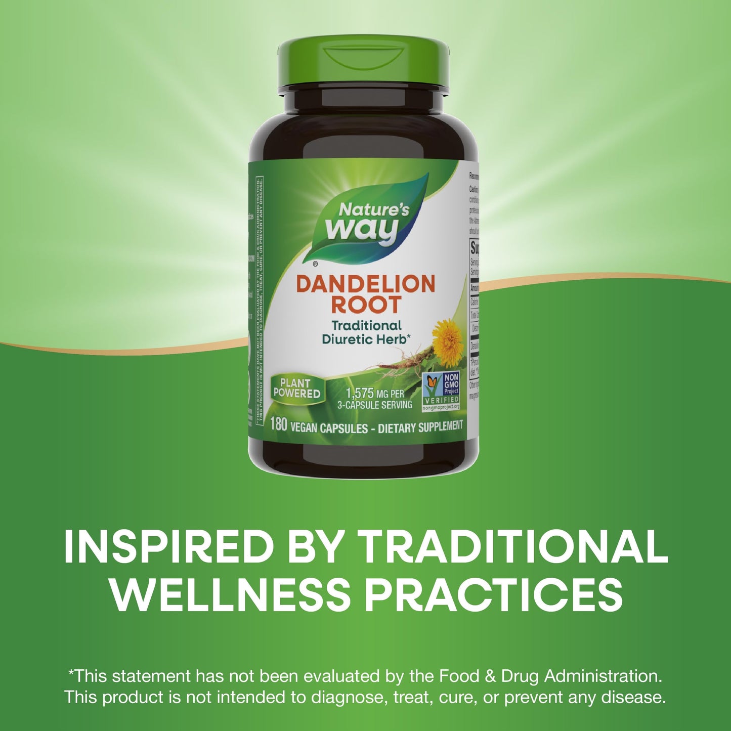 Nature's Way Dandelion Root, Traditional Diuretic Herb*, Traditionally Used to Soothe Digestive Upset*, Vegan Dandelion Root Capsules, 100 Count Nirvana Guru