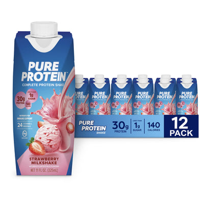 Pure Protein Vanilla Protein Shake, 30g Complete Protein, Vitamins A, C, D, and E plus Zinc to Support Immune Health, Ready to Drink and Keto-Friendly, 11oz Bottles, 12 Pack Nirvana Guru