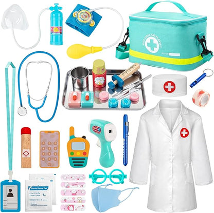 Sundaymot Doctor Kit for Kids, 34 Pcs Pretend Playset for Toddlers, Doctor kit for Toddlers 3-5, with Medical Bag, Stethoscope and Other Accessories, for Boys and Girls Fun Role Playing Game nirvanaguru
