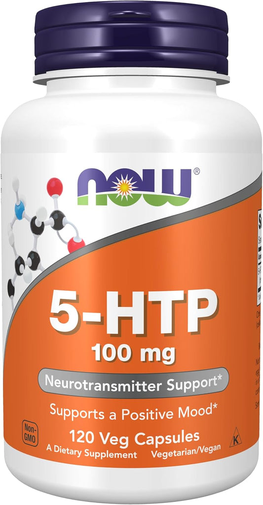 NOW Foods Supplements, 5-HTP (5-hydroxytryptophan) 100 mg, Neurotransmitter Support*, 120 Veg Capsules - Nirvana Guru