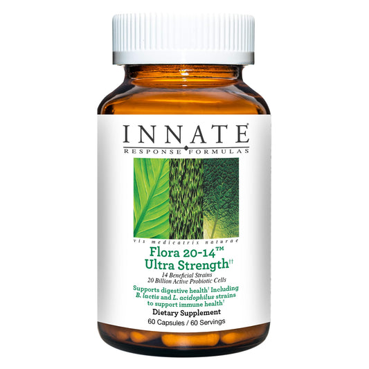 Innate Response Formulas Flora 20-14 Ultra Strength - Probiotic Supplement with 20 Billion CFU - 14 Probiotic Strains - Vegetarian and Non-GMO - Made Without 9 Food Allergens - 60 Capsules Nirvana Guru