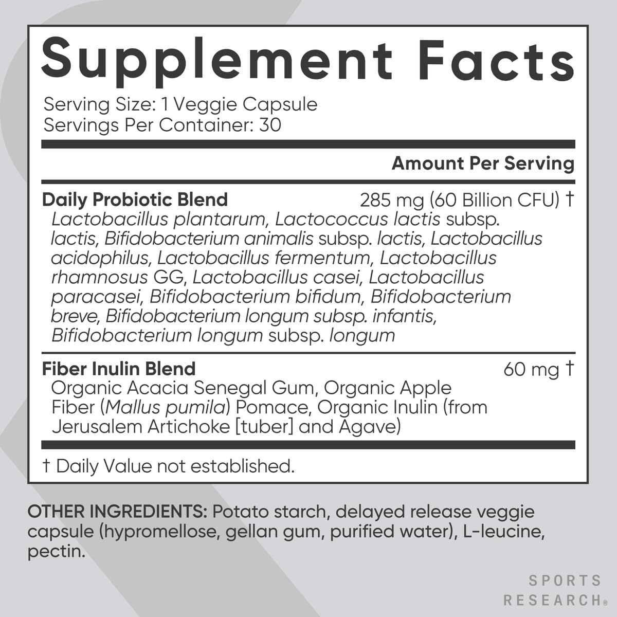 Sports Research Daily Probiotics with Prebiotics, 60 Billion CFU - Vegan Capsules for Gut Health & Digestive Support, Probiotics for Women & Men - Non-GMO Verified & Gluten Free - 30 Count - Nirvana Guru