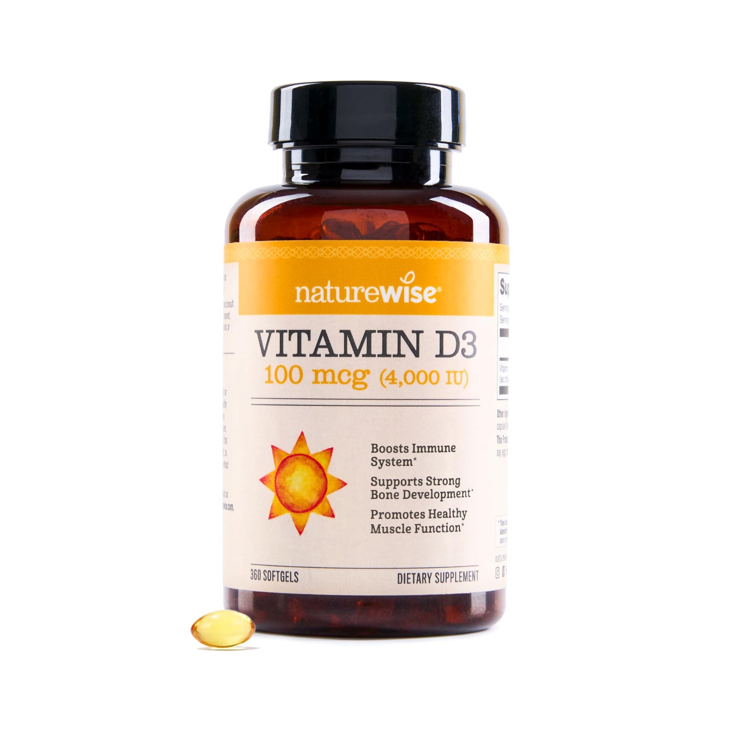 NatureWise Vitamin D3 5000iu (125 mcg) 1 Year Supply for Immune Support, Healthy Muscle Function, and Bone Health - Non-GMO, Gluten Free in Organic Extra Virgin Olive Oil, (Mini Softgel), 360 Count