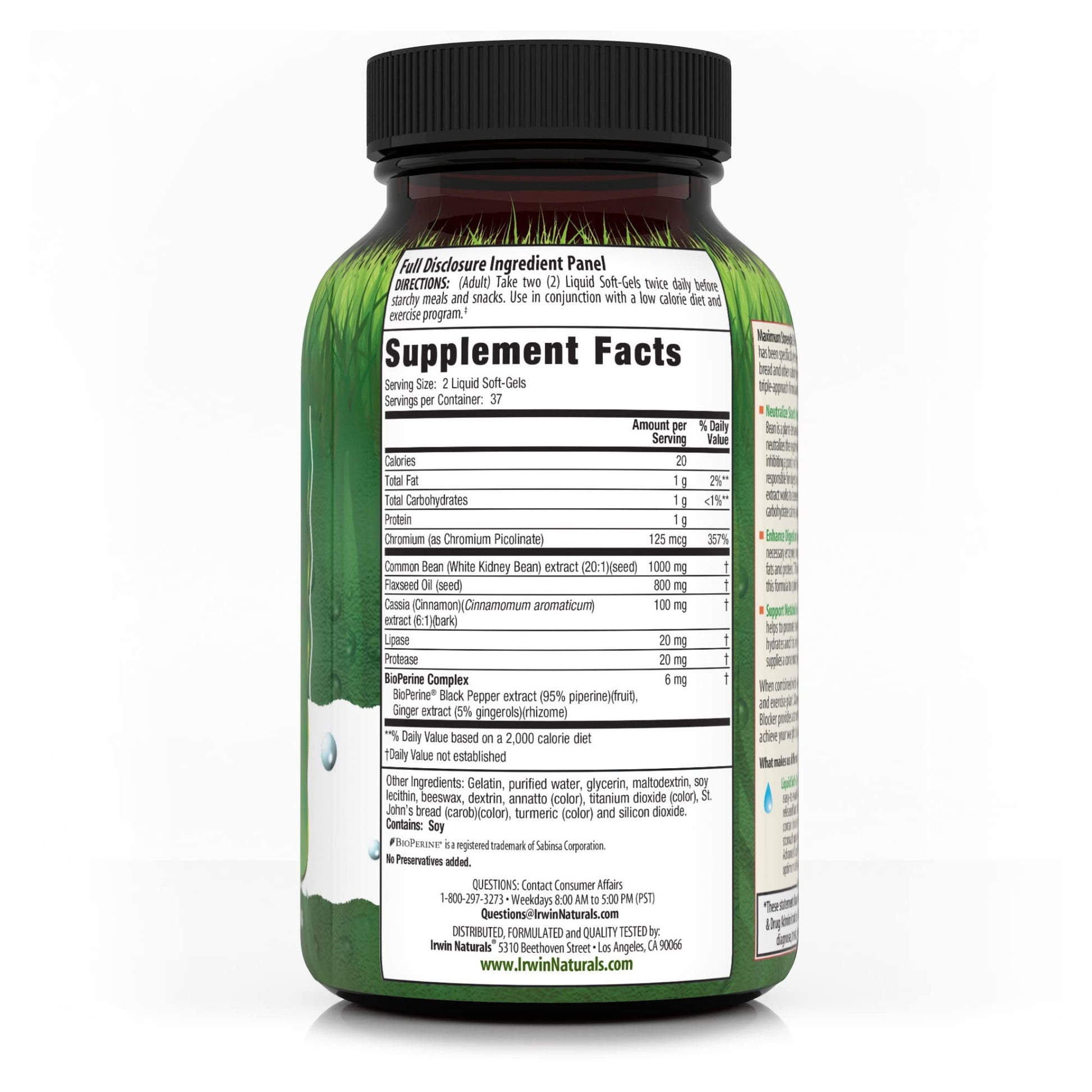 Irwin Naturals Maximum Strength 3-in-1 Carb Blocker - Neutralize Carbohydrates and Support Metabolism - 150 Liquid Softgels - Nirvana Guru