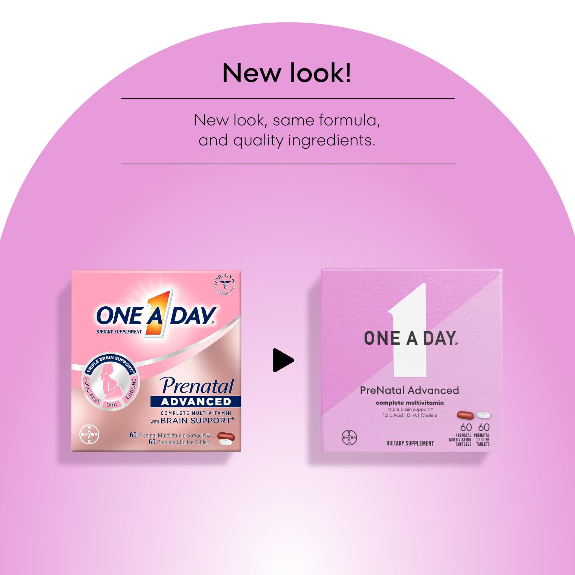 ONE A DAY Women’s Prenatal Advanced Complete Multivitamin with Brain Support* with Choline, Folic Acid, Omega-3 DHA & Iron for Pre, During & Post Pregnancy, 60+60 Ct (120 Total) (Packaging May Vary) Nirvana Guru