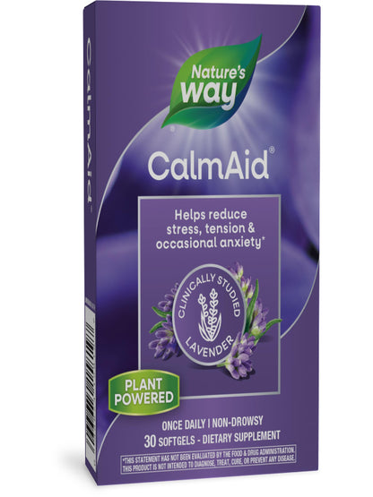 Nature's Way CalmAid, with Silexan Lavender Oil, Helps Reduce Tension and Stress*, Non-Drowsy, 30 Softgels (Packaging May Vary) - Nirvana Guru