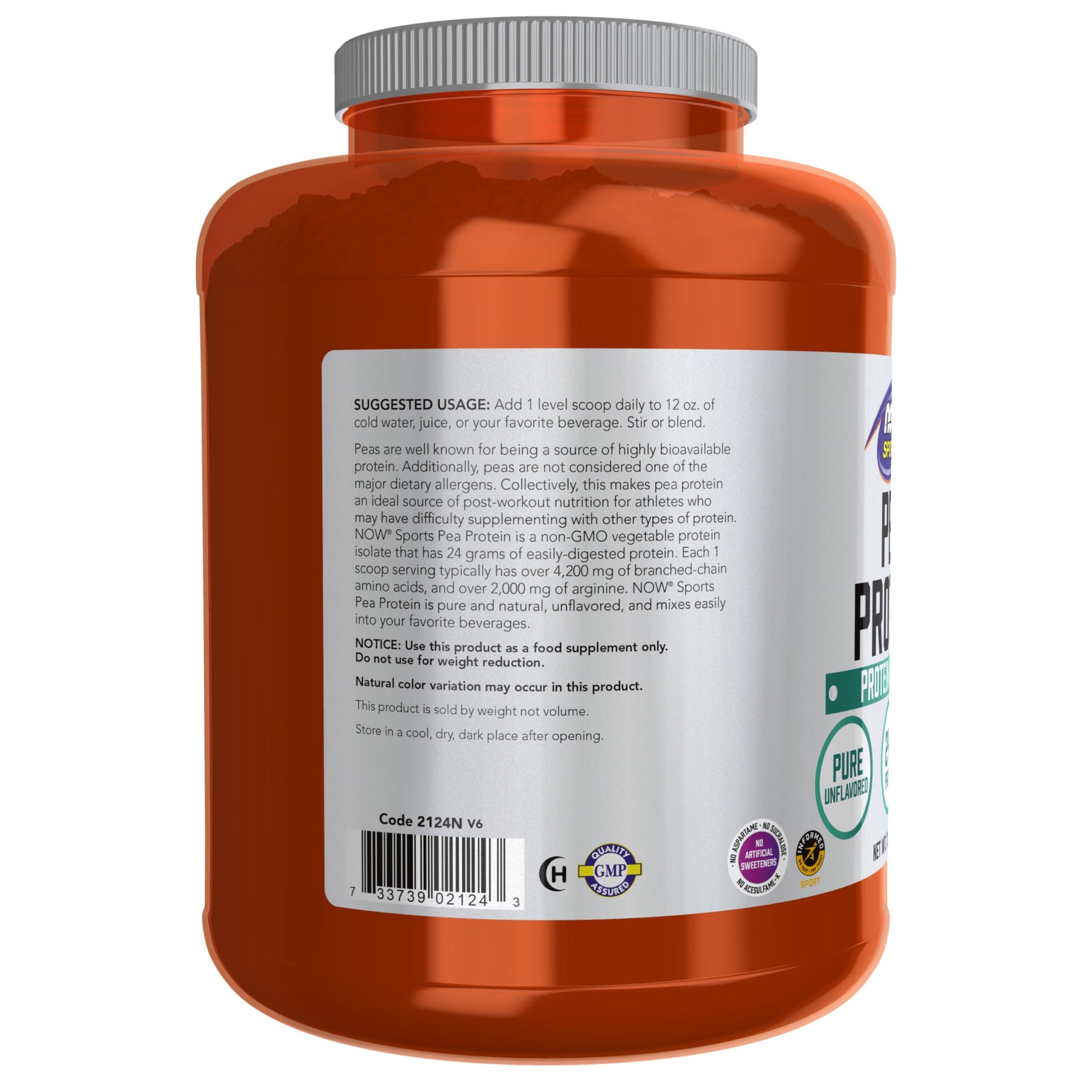 NOW Foods Sports Nutrition, Pea Protein 24 g, Fast Absorbing, Unflavored Powder, 2-Pound - Nirvana Guru
