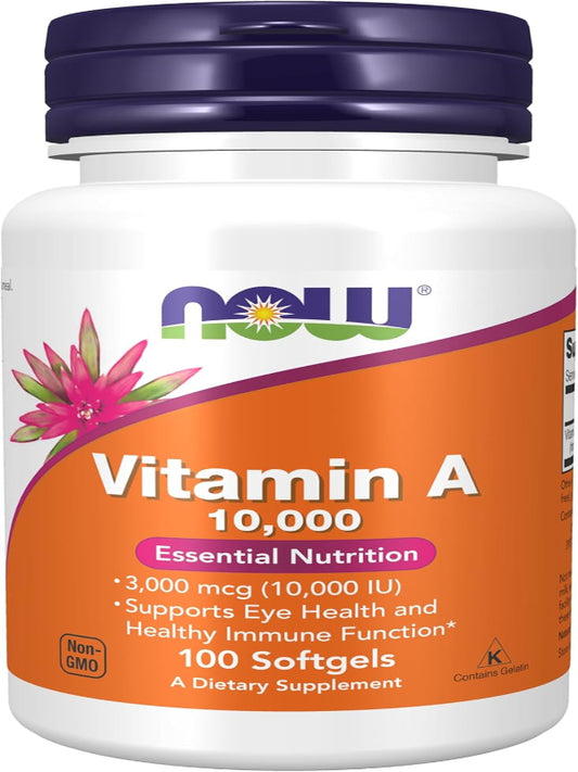 NOW Supplements, Vitamin A 10,000 IU, Eye Health*, Essential Nutrition, 100 Softgels Nirvana Guru