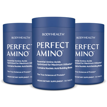 BodyHealth PerfectAmino Tablets (150 ct), Essential Amino Acid with BCAAs + Lysine, Phenylalanine, Threonine, Methionine, Tryptophan, Supplement for Muscle Mass Production, Recovery & Strength - Nirvana Guru