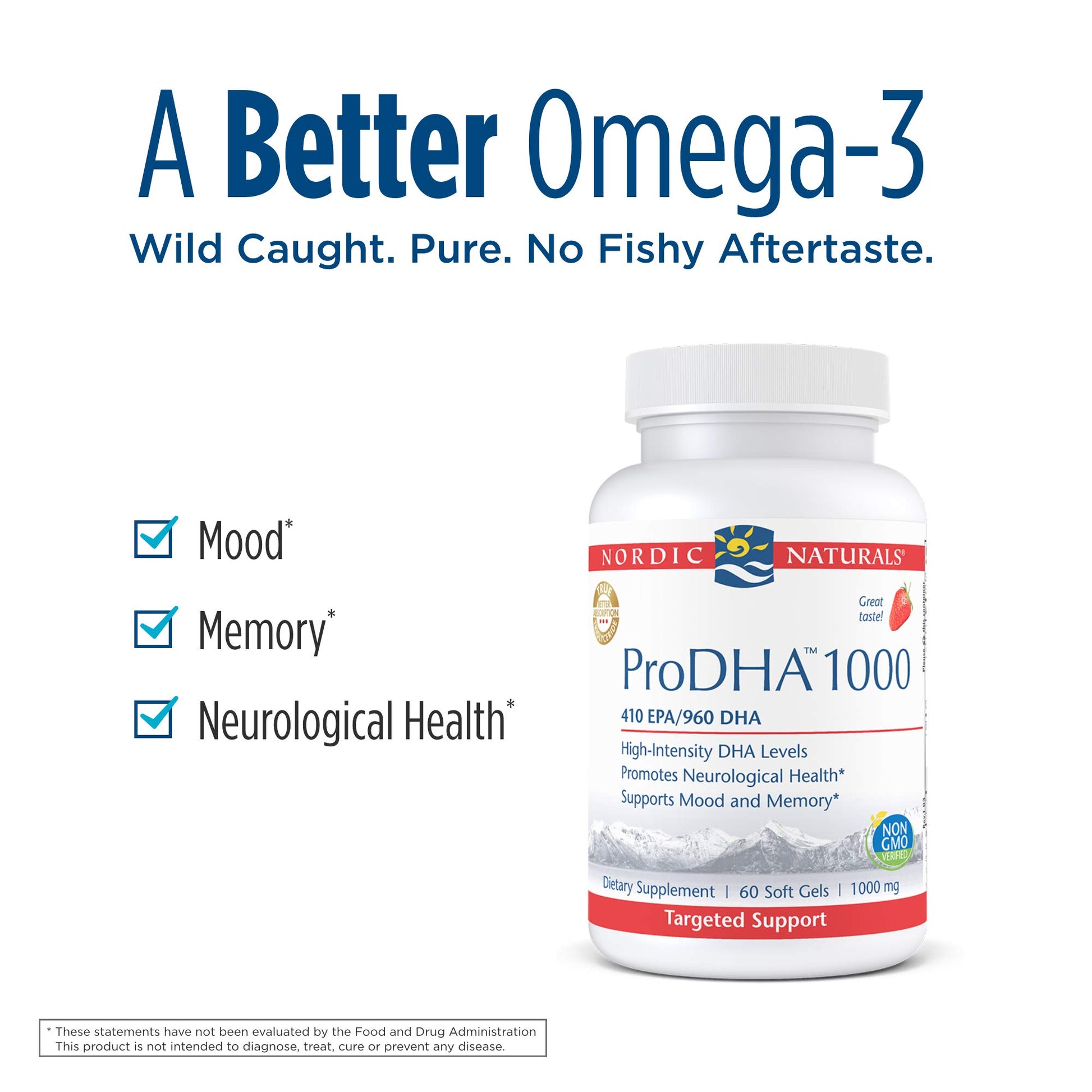 Nordic Naturals ProDHA 1000, Strawberry - 120 Soft Gels - 1660 mg Omega-3 - High-Intensity DHA Formula for Neurological Health, Mood & Memory - Non-GMO - 60 Servings - Nirvana Guru