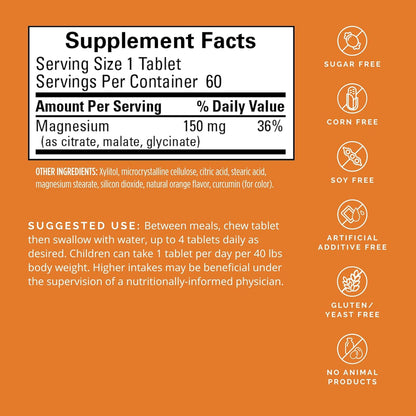 BRAINMD Dr Amen Magnesium Chewables, Citrus - 60 Chewable Tablets - Essential Mineral for Optimal Cell Function - Supports Memory & Focus - Gluten Free - 60 Servings Nirvana Guru