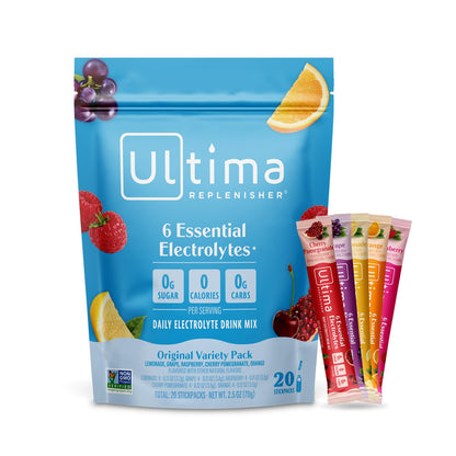 Ultima Replenisher Daily Electrolyte Powder Drink Mix – Sugar Free – Original Variety, 20 Stickpacks – Hydration Packets with 6 Electrolytes and Minerals – Keto Friendly, Vegan, Non-GMO - Nirvana Guru