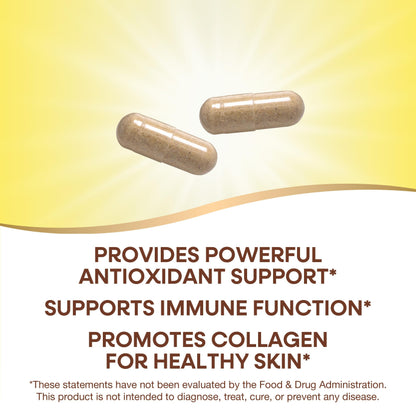 Nature's Way Vitamin C with Bioflavonoids, Immune Support*, High Potency Vitamin C per 2-capsule serving, Promotes Collagen*, 1,000 mg per 2-Capsule Serving, 250 Capsules (Packaging May Vary) - Nirvana Guru
