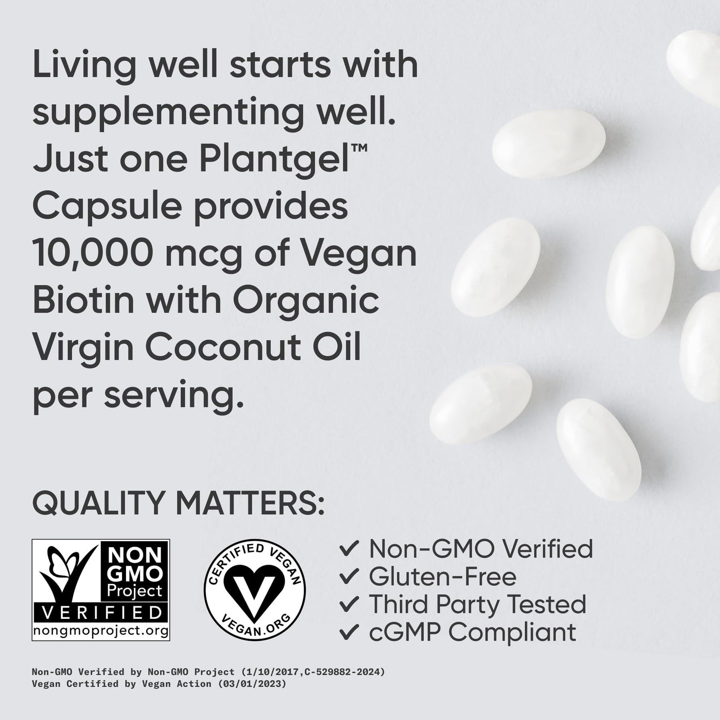 Sports Research Extra Strength Vegan Biotin (Vitamin B) Supplement with Organic Coconut Oil - Supports Keratin for Healthier Hair & Skin - Great for Women & Men - 5,000mcg, 120 Veggie Softgel Capsules - Nirvana Guru