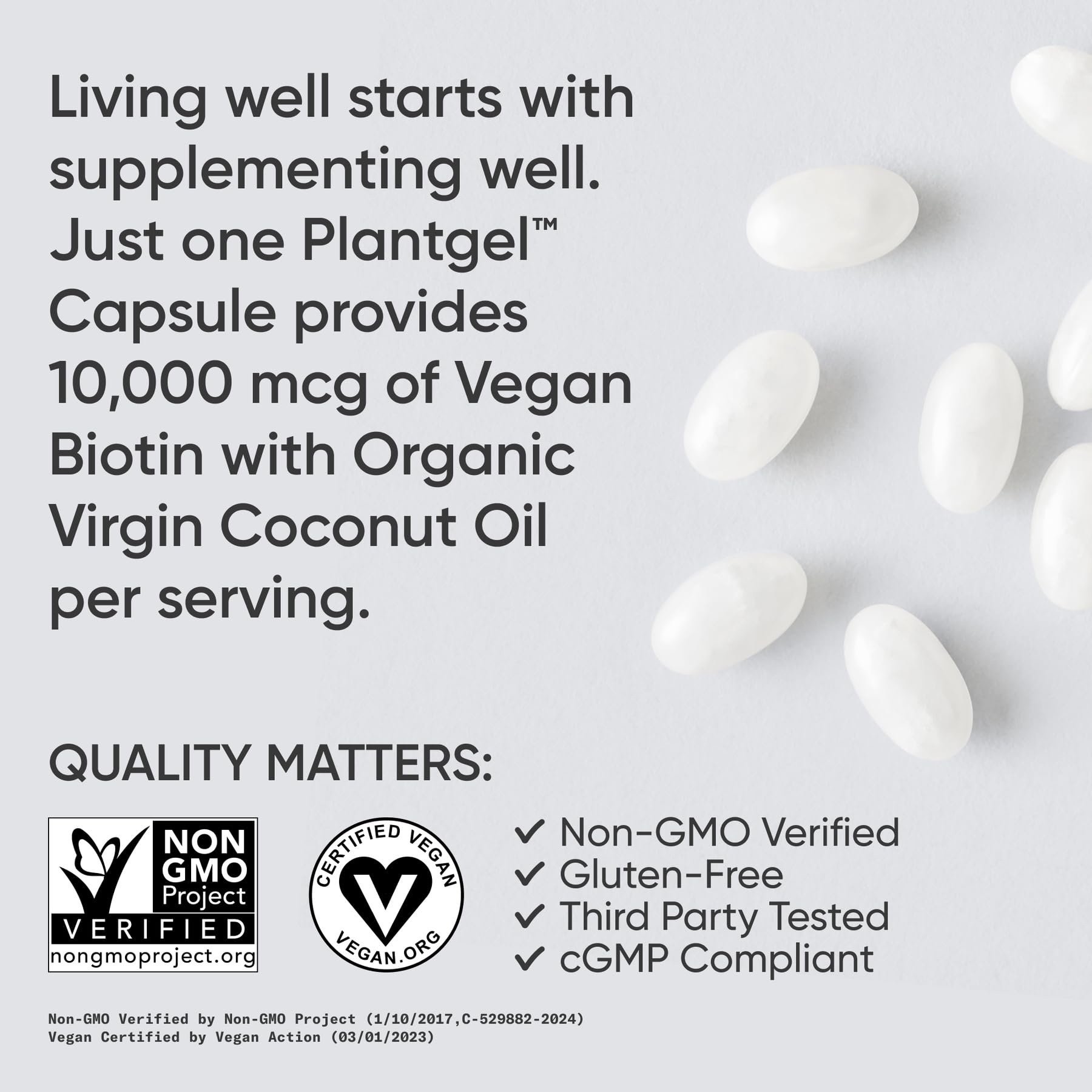 Sports Research Extra Strength Vegan Biotin (Vitamin B) Supplement with Organic Coconut Oil - Supports Keratin for Healthier Hair & Skin - Great for Women & Men - 5,000mcg, 120 Veggie Softgel Capsules - Nirvana Guru