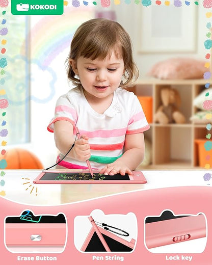 KOKODI LCD Writing Tablet, Valentines Day Gifts for Kids,10 Inch Colorful Toddler Doodle Board Drawing Tablet, Erasable Reusable Electronic Drawing Pads, Educational and Learning Toy for Kids nirvanaguru