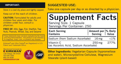 Kirkman – Vitamin C 250 mg - Hypo - 250 Capsules - Nirvana Guru
