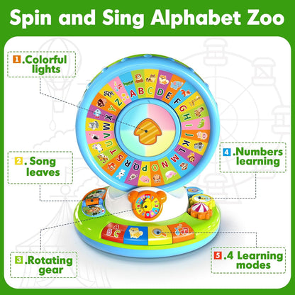 Learning Toy for Kids 1 2 3 Year Old Boys Girls, Spin and Sing Alphabet Zoo with Sounds, Interactive Educational Toys for Toddler 2-3, First Christmas 1st Birthday Gifts Toy Nirvana Guru