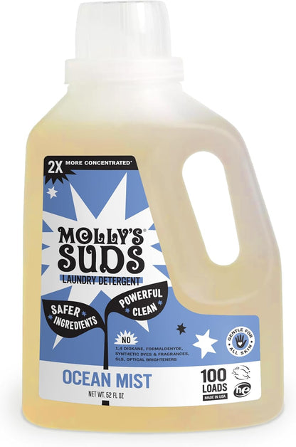 Molly's Suds Liquid Laundry Detergent | Clean Laundry Detergent Soap for Sensitive Skin | 2x Concentrated, High Efficiency (HE) | Unscented - 100 Loads Nirvana Guru