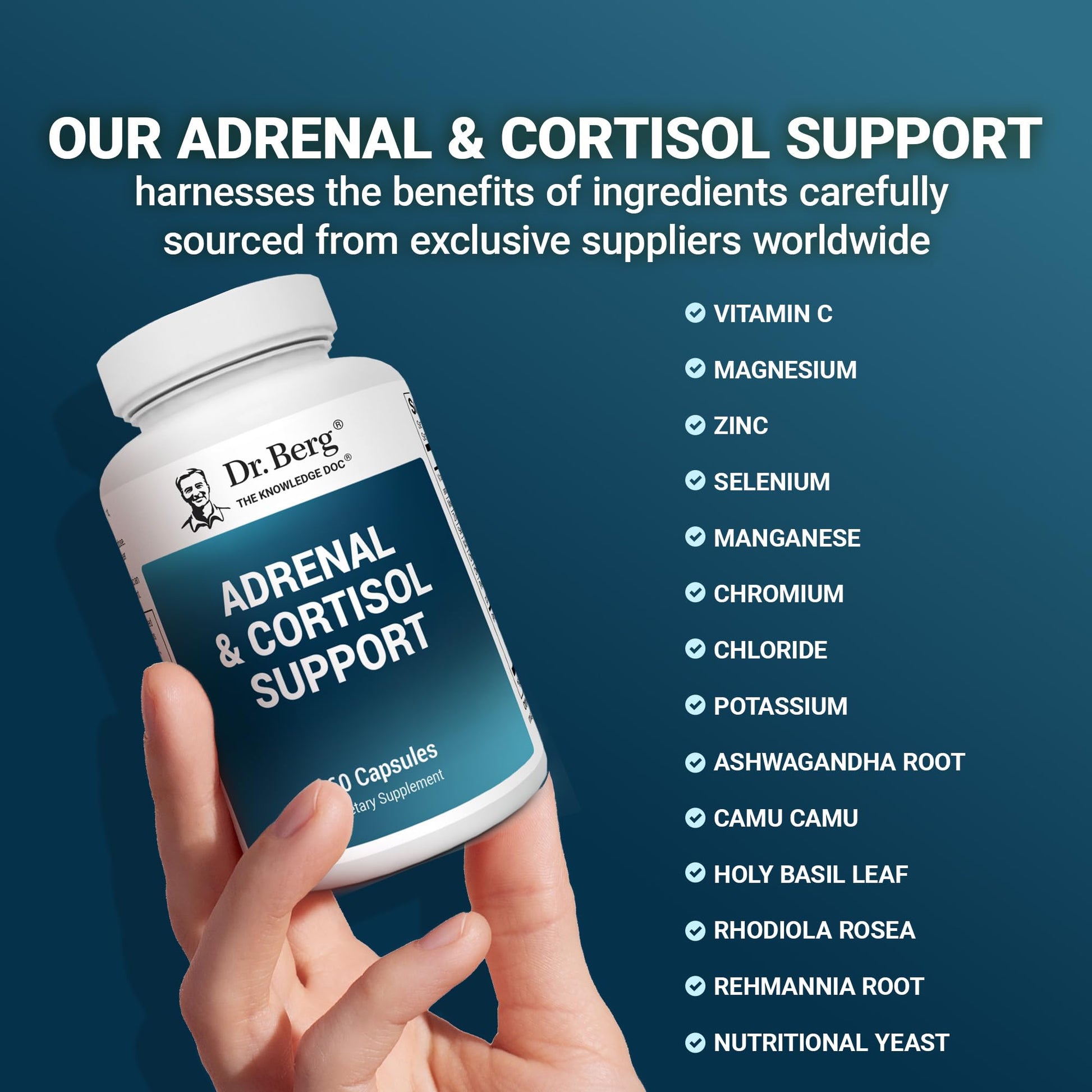 Dr. Berg Adrenal & Cortisol Capsules - Adrenal Supplement & Cortisol Manager - Mood, Focus, Relaxation and Stress Support - Adrenal Supplements with Ashwagandha Extracts - 60 Capsules - Nirvana Guru