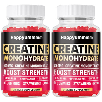 Creatine Monohydrate Gummies 5000mg for Men & Women, Chewables Creatine Monohydrate for Muscle Strength, Muscle Builder, Energy Boost, Pre-Workout Supplement(90 Count)-Strawberry.