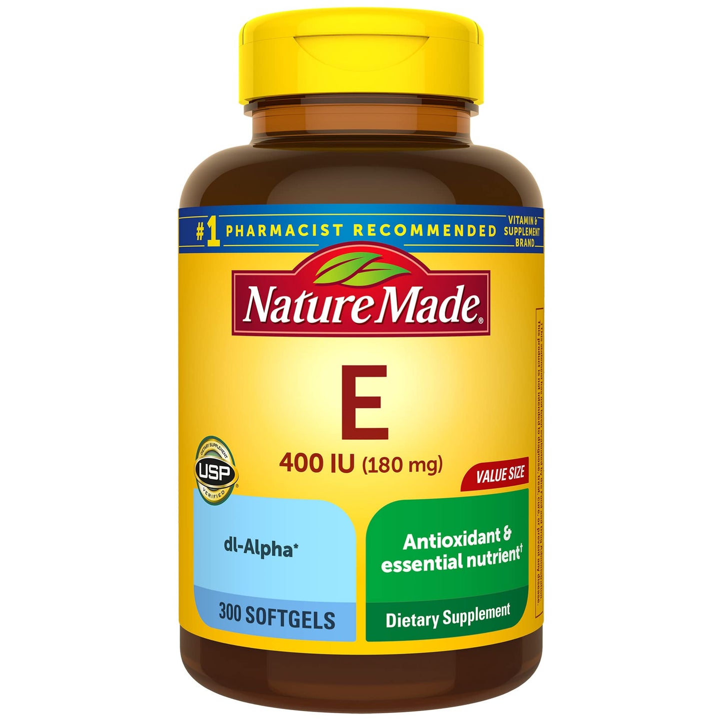 Nature Made Vitamin E 180 mg (400 IU) dl-Alpha, Dietary Supplement for Antioxidant Support, 300 Softgels, 300 Day Supply - Nirvana Guru