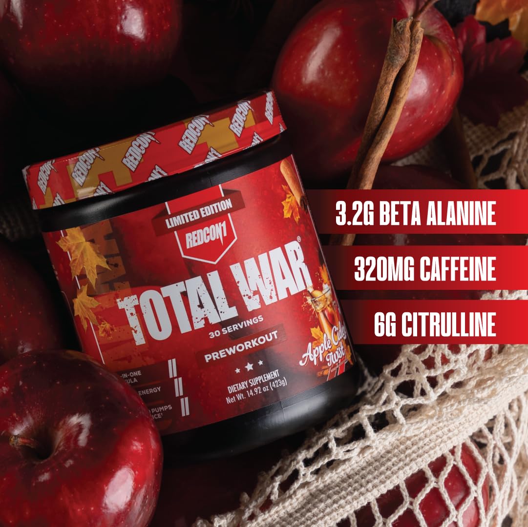 REDCON1 Total War Pre Workout Powder, Blue Lemonade - Beta Alanine + Citrulline Malate Keto Friendly Preworkout for Men & Women with 320mg of Caffeine - Fast Acting (30 Servings) Nirvana Guru