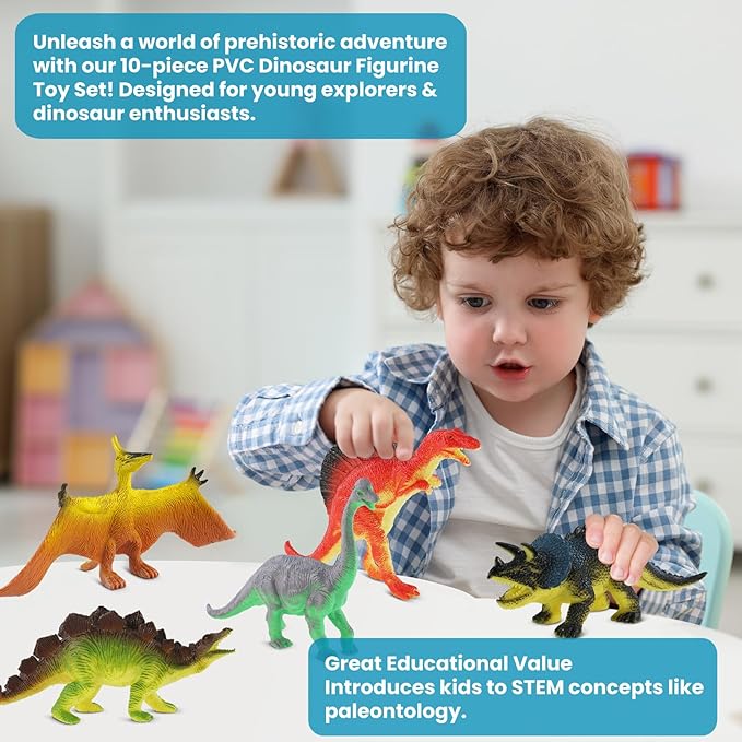 Dinosaur Toys for Kids 3-5, 10 PCS Realistic Plastic Dinosaur Figure Toy Set Including T-Rex, Stegosaurus, Spinosaurus, Ideal Gift for Toddlers Boys Girls, Dino Boy Toy nirvanaguru