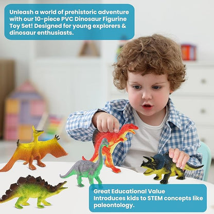 Dinosaur Toys for Kids 3-5, 10 PCS Realistic Plastic Dinosaur Figure Toy Set Including T-Rex, Stegosaurus, Spinosaurus, Ideal Gift for Toddlers Boys Girls, Dino Boy Toy nirvanaguru