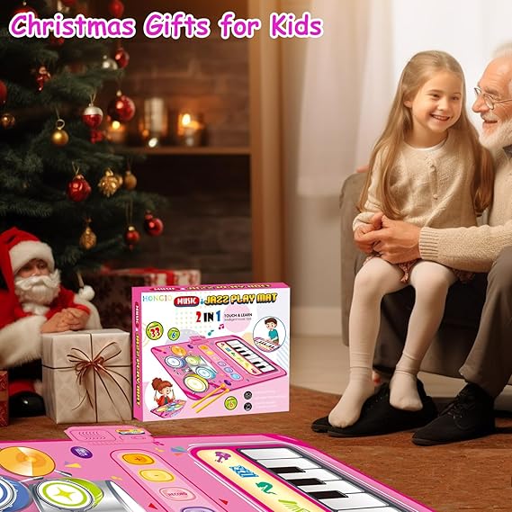 Toys for 1 Year Old Girl Gifts,2 in 1 Piano Mat Montessori Toys for 1 2 Year Old Girl,Educational Musical Toy First Birthday Gifts for 1 2 3 Year Old Girls,Christmas Stocking Stuffers for Toddler Girl nirvanaguru