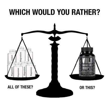 Wild Foods Magnesium Complex Supplement with 7X Forms, 90 Capsules | High Absorption, Full Spectrum, Easy Digestion | 500mg Glycinate, Bisglycinate, Malate, Orotate, Citrate, Taurate Nirvana Guru