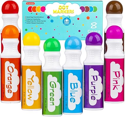Dot Markers for Toddlers Kids Preschool, Bingo Daubers Washable Art Markers 8 Colors, Toddlers Arts and Crafts Supplies, Kids Painting Drawing Coloring Supplies, Dot Paint Craft Kit Preschool Learning nirvanaguru