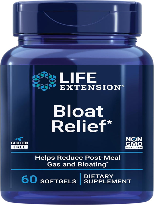 Life Extension Bloat Relief, Artichoke, Ginger, Fennel and Turmeric for Digestive Health, Supports Bloating Relief and Promotes Digestive Comfort, Gluten Free, Non-GMO, 60 softgels - Nirvana Guru