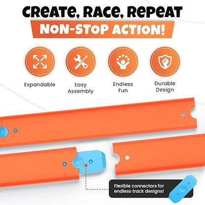 Replacement Track Set Building Pieces for Hot Wheels Toy Cars 86-Piece Straight Track Set, Connectors Included, 40 Feet of Track nirvanaguru