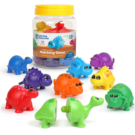 Learning Resources Snap-n-Learn Matching Dinos - Dinosaur Toys, Mini Plastic Figures, Sensory Bin, Toddler Travel Games, Shape Sorter, Preschool, Fine Motor Skills, Montessori Counting Nirvana Guru