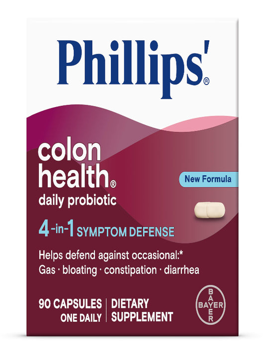 Phillips' Colon Health Daily Probiotic Capsules, 4-in-1 Symptom Defense to help defend against Occasional Gas, Bloating, Constipation, and Diarrhea, Daily Supplement, 60 Count - Nirvana Guru
