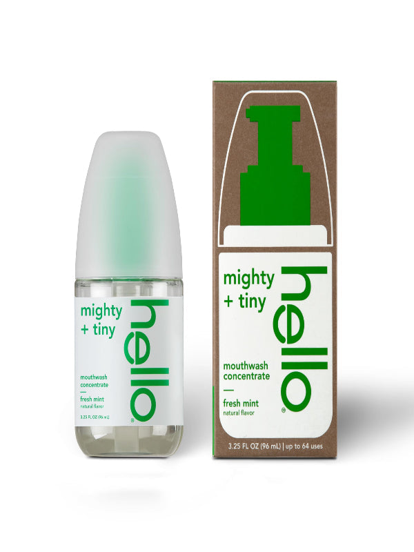 Hello Fresh Mint Mouthwash Concentrate, Alcohol Free for Bad Breath, Travel Size Mouthwash Made with Coconut Oil and Tea Tree Oil, Helps Freshen Breath, 2 Pack, 3.25 Oz Pump Bottles Nirvana Guru