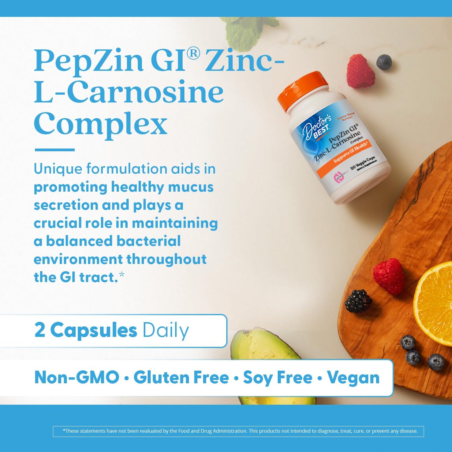 Doctor's Best PepZin GI, Zinc-L-Carnosine Complex, Non-GMO, Vegan, Gluten Free, Soy Free, Digestive Support, 120 Veggie Caps - Nirvana Guru