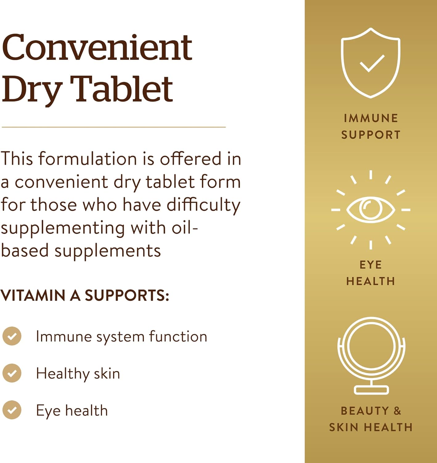 Solgar Dry Vitamin A 1500 mcg (5000 IU), 100 Tablets - Supports Healthy Eyes, Skin & Immune System - Non-GMO, Vegan, Gluten Free, Dairy Free, Kosher - 100 Servings Nirvana Guru
