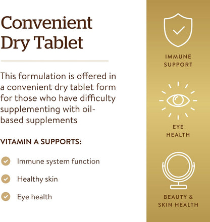 Solgar Dry Vitamin A 1500 mcg (5000 IU), 100 Tablets - Supports Healthy Eyes, Skin & Immune System - Non-GMO, Vegan, Gluten Free, Dairy Free, Kosher - 100 Servings Nirvana Guru