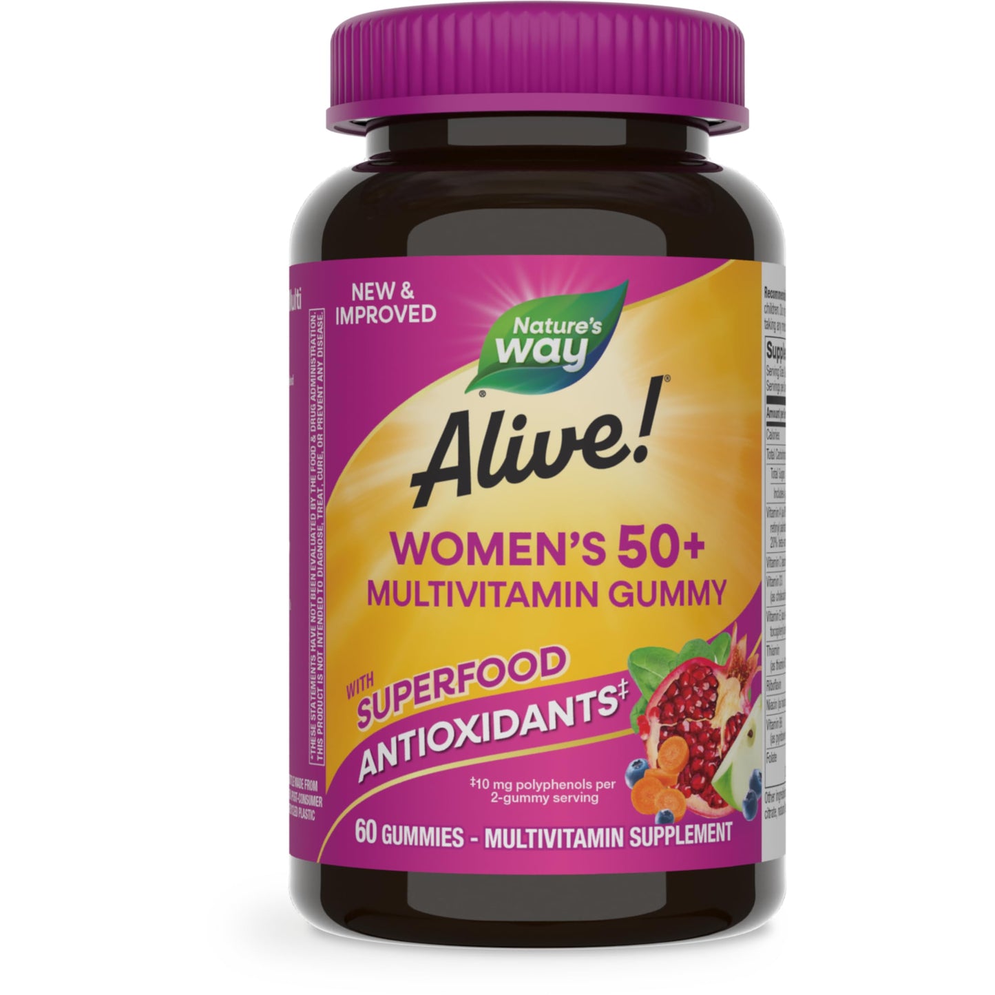 Nature's Way Alive Women’s 50+ Daily Gummy Multivitamins, Supports Multiple Body Systems*, Supports Healthy Heart, Brain & Bones,* B-Vitamins, Mixed Berry Flavored, 150 Gummies (Packaging May Vary) - Nirvana Guru
