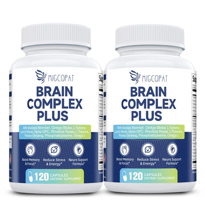 Brain Supplements for Memory & Focus - Nootropic with Bacopa Monnieri, Lion's Mane, Alpha GPC, Phosphatidylserine | Supports Mental Clarity & Cognitive Function | Vitamin B6 & B12-120 Capsules - Nirvana Guru