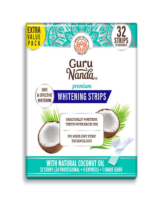 GuruNanda Teeth Whitening Strips - 7-Day Treatment with Non-Slip, Dry Strip Technology - Whitening Designed with Care for a Brighter Smile Nirvana Guru