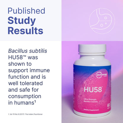 Microbiome Labs HU58 Bacillus Subtilis Probiotics for Women and Men - High Potency Spore Probiotic for Digestive Health & Immune Support - Daily Capsules with 10 Billion CFU (60 Capsules) - Nirvana Guru