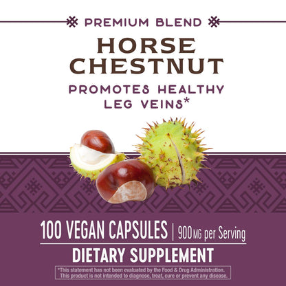 Nature's Way Standardized Horse Chestnut, Premium Extract, Promotes Healthy Leg Veins*, 250 mg per Serving, Vegan, 90 Capsules - Nirvana Guru